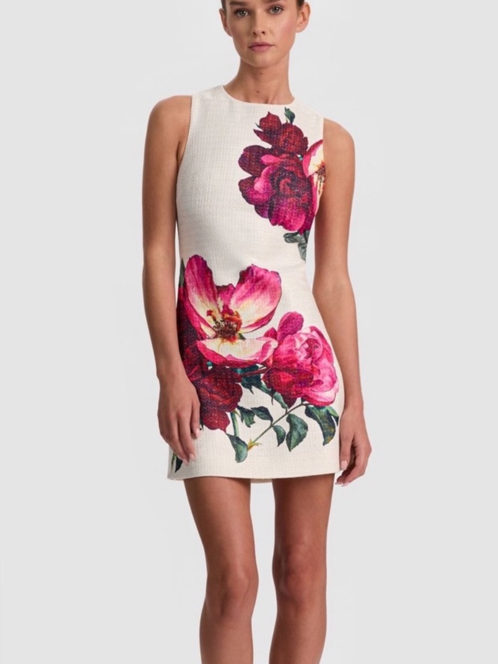 Alice + Olivia Empress Bloom Clyde Tweed Shift Dress Off White Sz 6 NWT